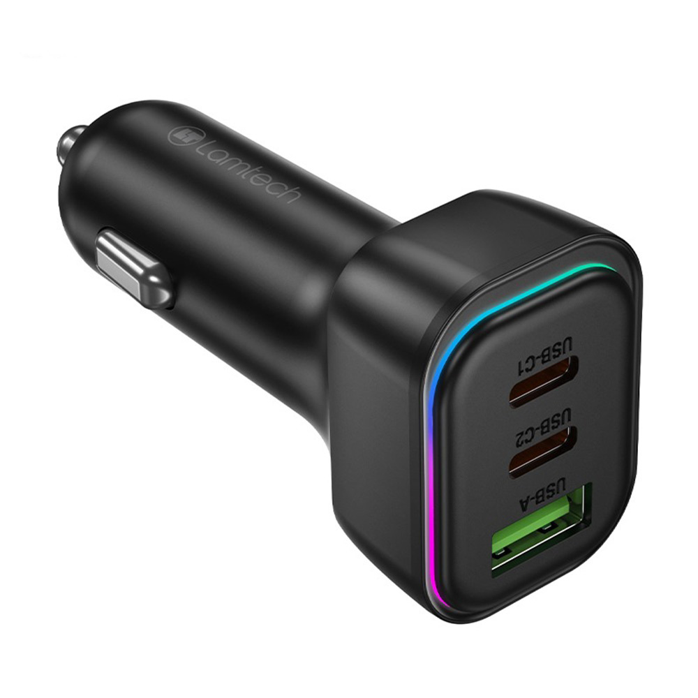 Araç Şarj Cihazı USB-A/2x USB-C 3-yollu 60W (PD) LAMTECH LAM980497 siyah