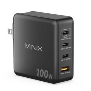 Wall Charger USB-A/3x USB-C GaN 100W 4 çıkışlı MINIX P100 UK/EU/US siyah