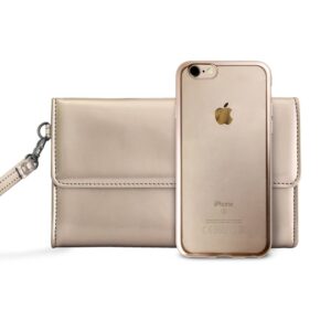 PURO iPhone 7/8 Kılıf Satin Çerçeve+Pochette IPC747METALDUOGOLD Altın