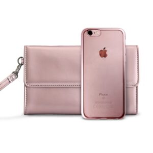 PURO iPhone 7/8 Kılıf Satin Çerçeve+Pochette IPC747METALDUORGOLD Gül Altın