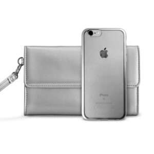 PURO iPhone 7/8 Kılıfı Satin Çerçeve+Pochette IPC747METALDUOSIL Gümüş