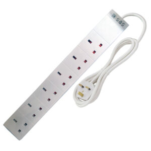 SAS 150-11-006 Beyaz UK 6'lı Çoklu Priz 1.4m, 1 Anahtarlı