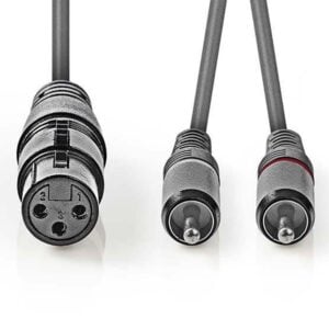Ses Kablosu 1x XLR Dişi/2x RCA Erkek 3m NEDIS COTH15220GY30 Siyah
