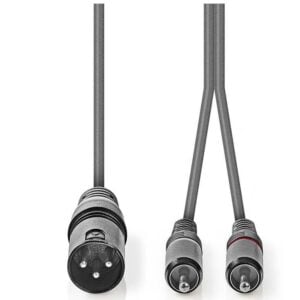 Ses kablosu 1x XLR erkek/2x RCA erkek 3m NEDIS COTH15200GY30 siyah