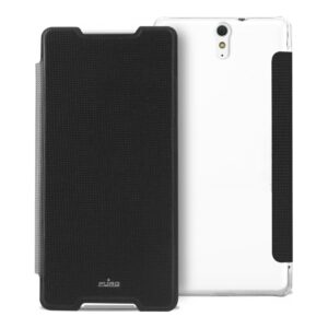Sony Xperia C5 Ultra PURO Cüzdan Kılıf Şeffaf/Siyah