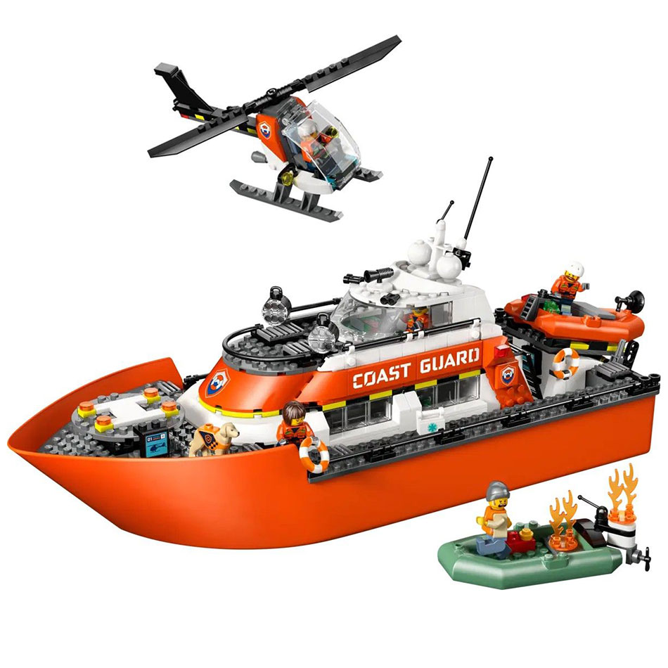 LEGO City Oyuncak: Sahil Güvenlik Kurtarma Teknesi ve Helikopter 60504