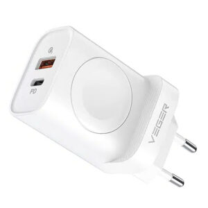 VEGER W002E Beyaz 20W USB-A/USB-C + 2.5W (PD) Çift Yönlü Duvar Şarj Cihazı