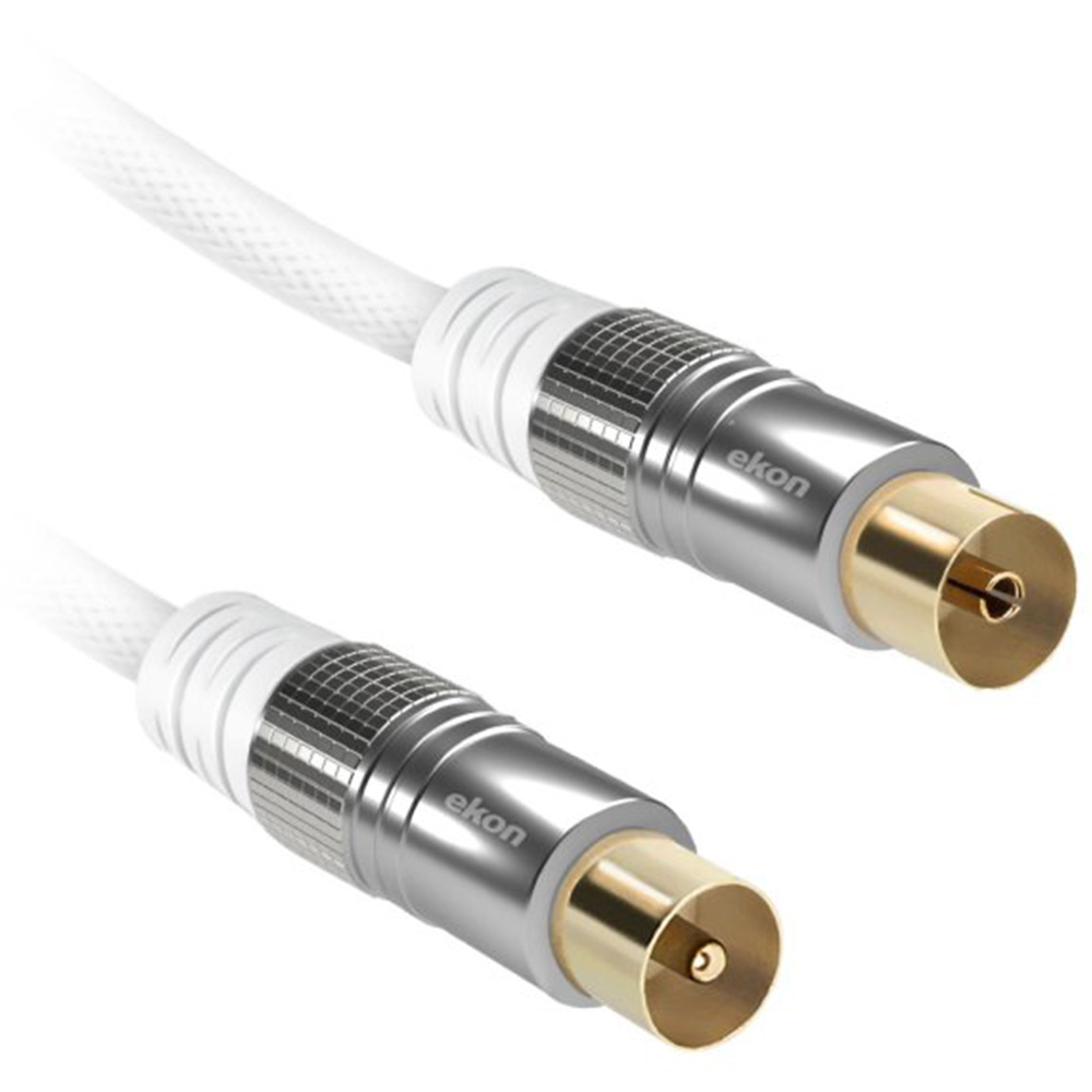 EKON ECAN18MECOMFW 1.8m Beyaz Erkek/Dişi Koaksiyel Anten Kablosu + M/M Adaptör