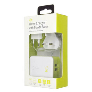 Wall Charger USB-A 2 yönlü Powerbank 3000mAh ve microUSB kablo KİT PWRMC3 beyaz
