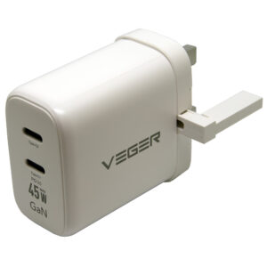 Wall Charger USB-C 45W (PD) 2 yönlü VEGER 45W2C beyaz