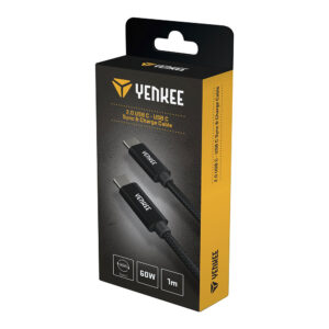 YENKEE YCU C101 BK Siyah USB-C Erkek/USB-C Erkek 2.0 Kablo 1m