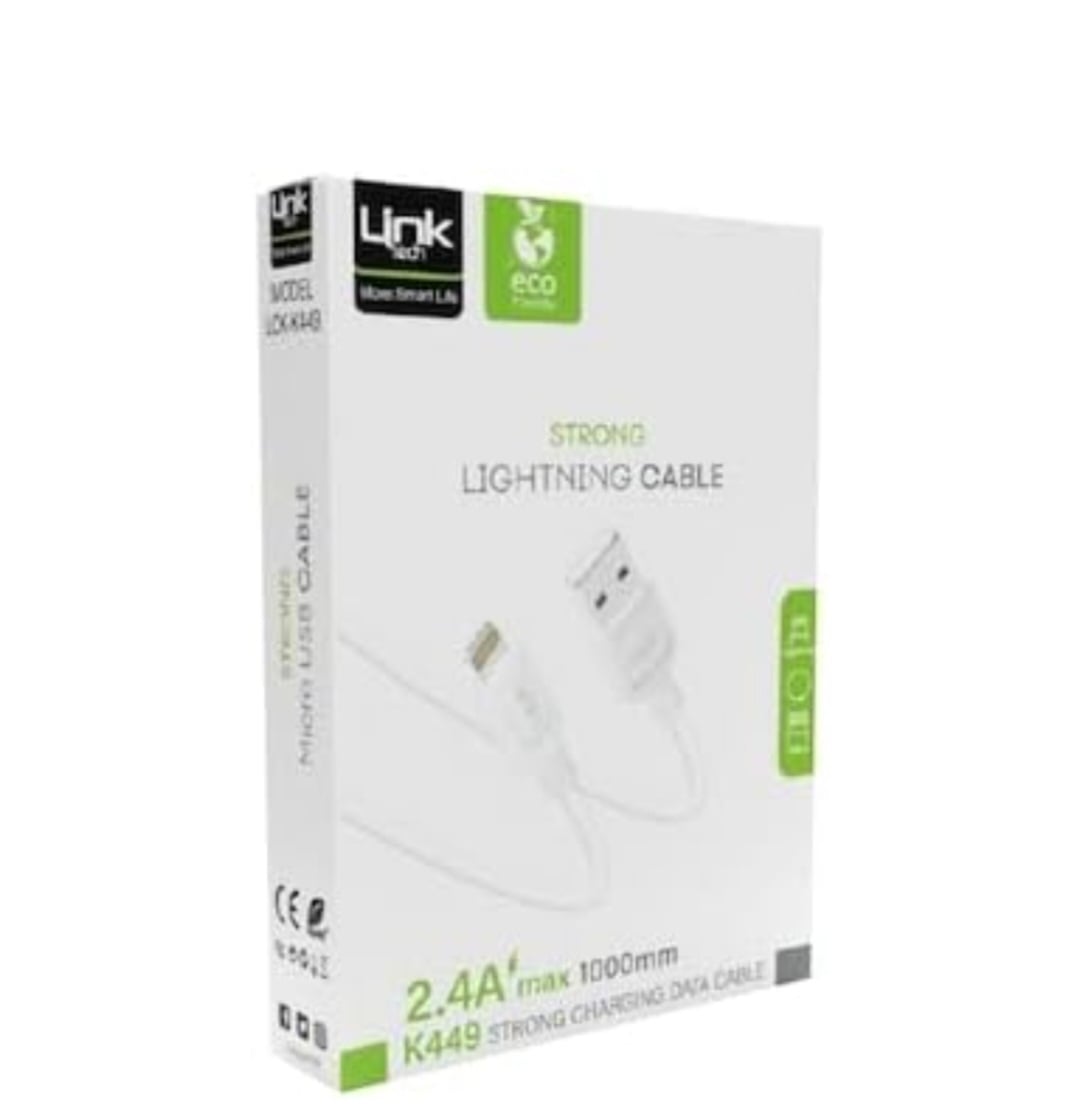 Linktech K449 Strong Lightning Usb Data/şarj Kablosu 1mt 2.4a