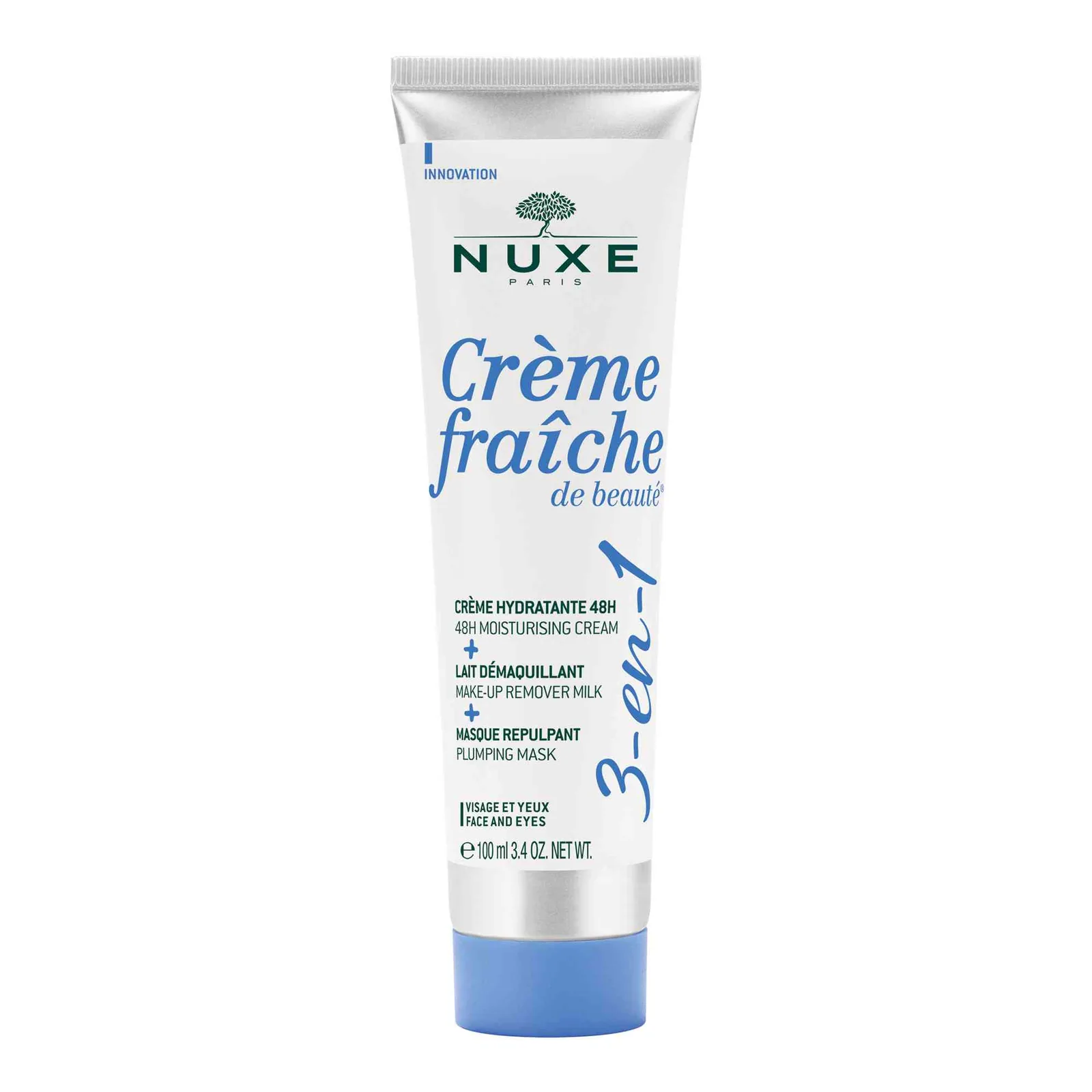 Nuxe Crème Fraîche De Beauté® 3'ü 1 Arada, 48 Saat Nemlendirici Krem, Makyaj Temizleme Sütü, Dolgunlaştırıcı Maske 100ml