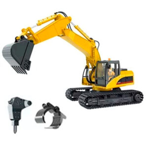HUINA 1535-1 1/14 Ölçek RC Ekskavatör 2.4G 15CH Die Cast Kepçe (+ Matkap + Kavrama)