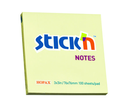 Stick'N 3X3 100 Yaprak Pastel Sarı