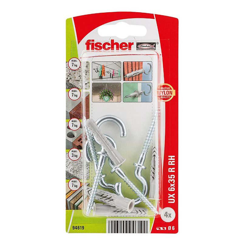 Fischer Universal Naylon Dübel (Çap)6Mm (U)35Mm, 4'lü Paket