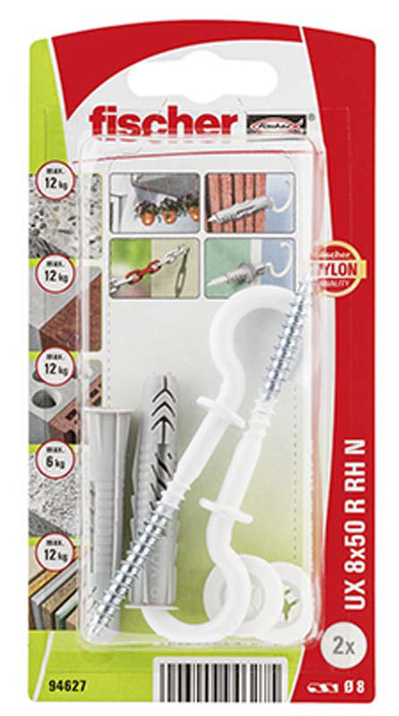 Fischer Evrensel Dübel Ux 8 X 50 R Rh Kenarlıklı ve Yuvarlak Kancalı