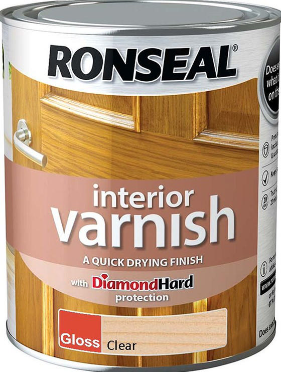 Ronseal® İç Mekan Vernik Hızlı Kuruyan Diamond Hard - Parlak Şeffaf 0.75L