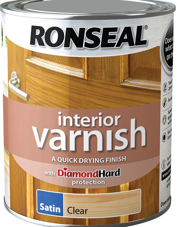 Ronseal® İç Mekan Verniği Hızlı Kuruyan Diamond Hard - Saten Şeffaf 0.75L