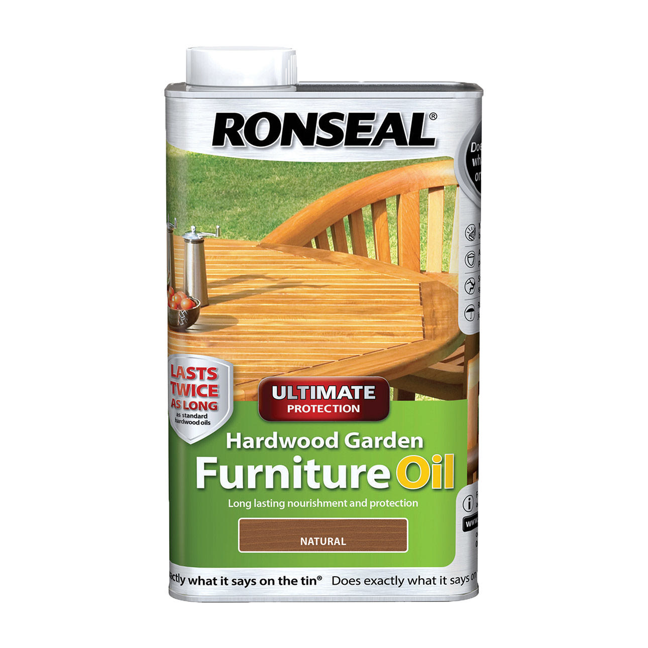Ronseal® Ultimate Protection Hardwood Furniture Oil Su Bazlı Doğal Şeffaf 0.5L