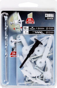 Cobra 054De Naylon Toggles Hafif İşler 6Mm Orta (+Vida+Delik Ucu) 10Adet