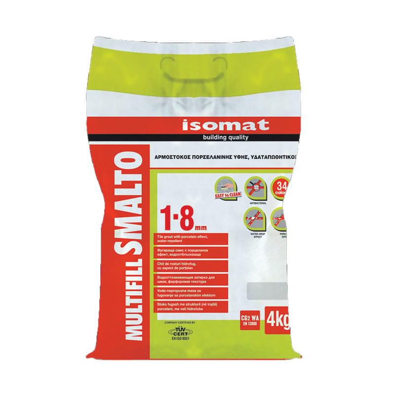 Isomat Smalto 1-8 Su İtici Porselen Efektli Fayans Derz Dolgusu Beyaz 4Kg