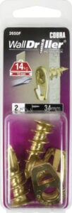 Cobra 2650F Walldriller Zinc Resim Askısı Büyük Pirinç 34Μμ 2Parça