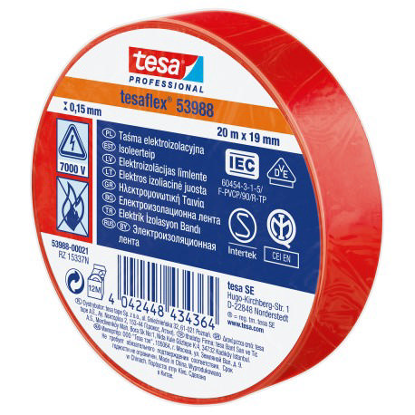 Tesa Yalıtım Bandı 20Mx19Mm Kırmızı