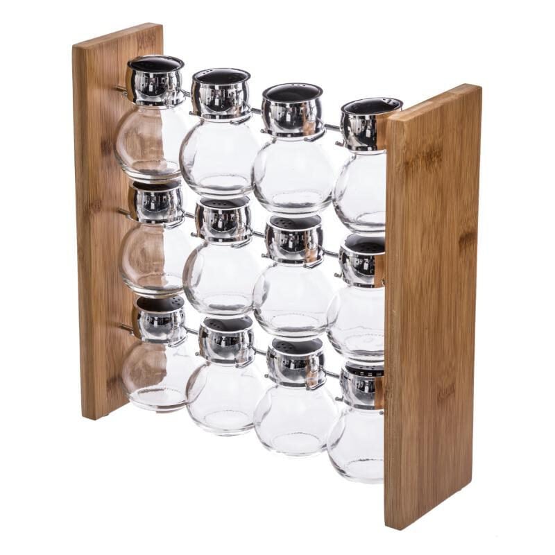 Bambu Tabanlı Baharat Rafı 12'li Set