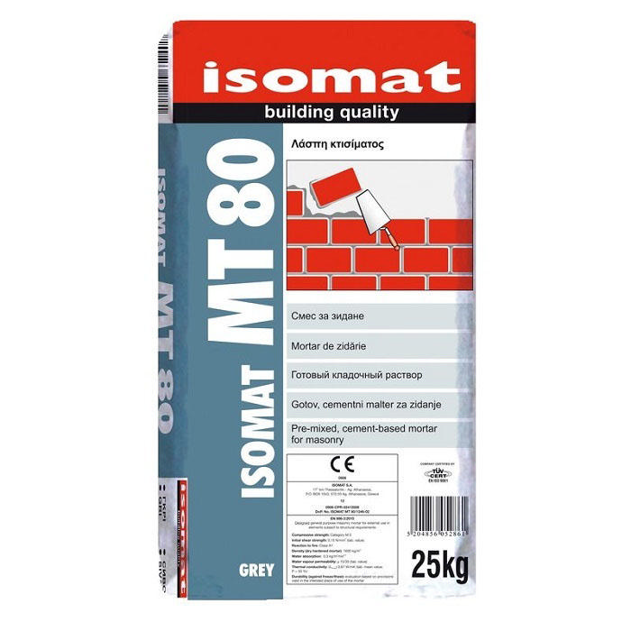 Isomat Mt-80 Çimento Bazlı Duvar Örme Harcı Gri 25Kg