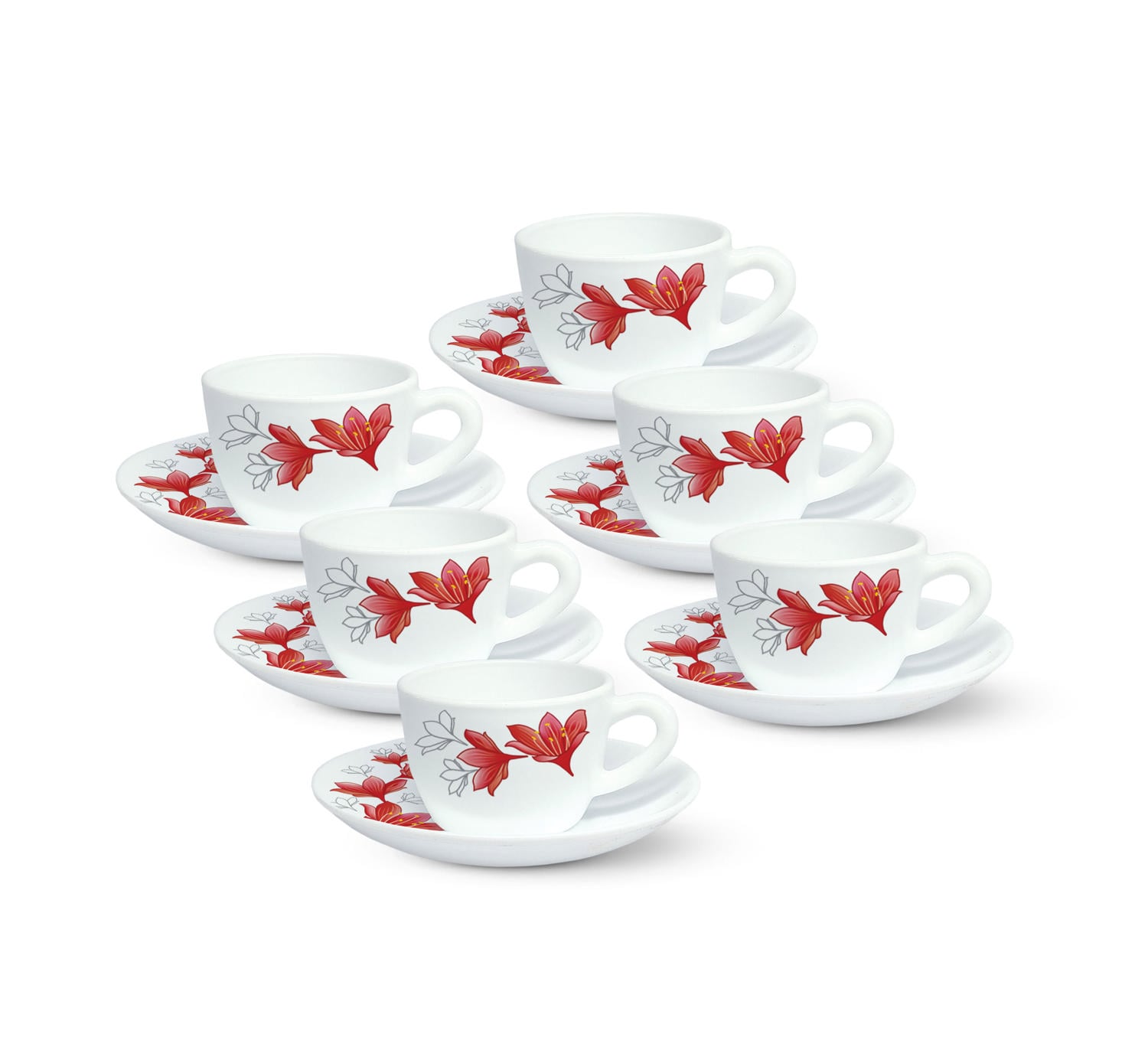 Larah 6'lı Set 9Cl Fincan & Tabak Ruby