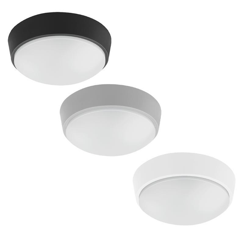 Sunlight Led 10W Duvar Lambası Yuvarlak Plastik Siyah/Gri/Beyaz 700Lm 3Cct Ip54 Ø215Xh80Mm
