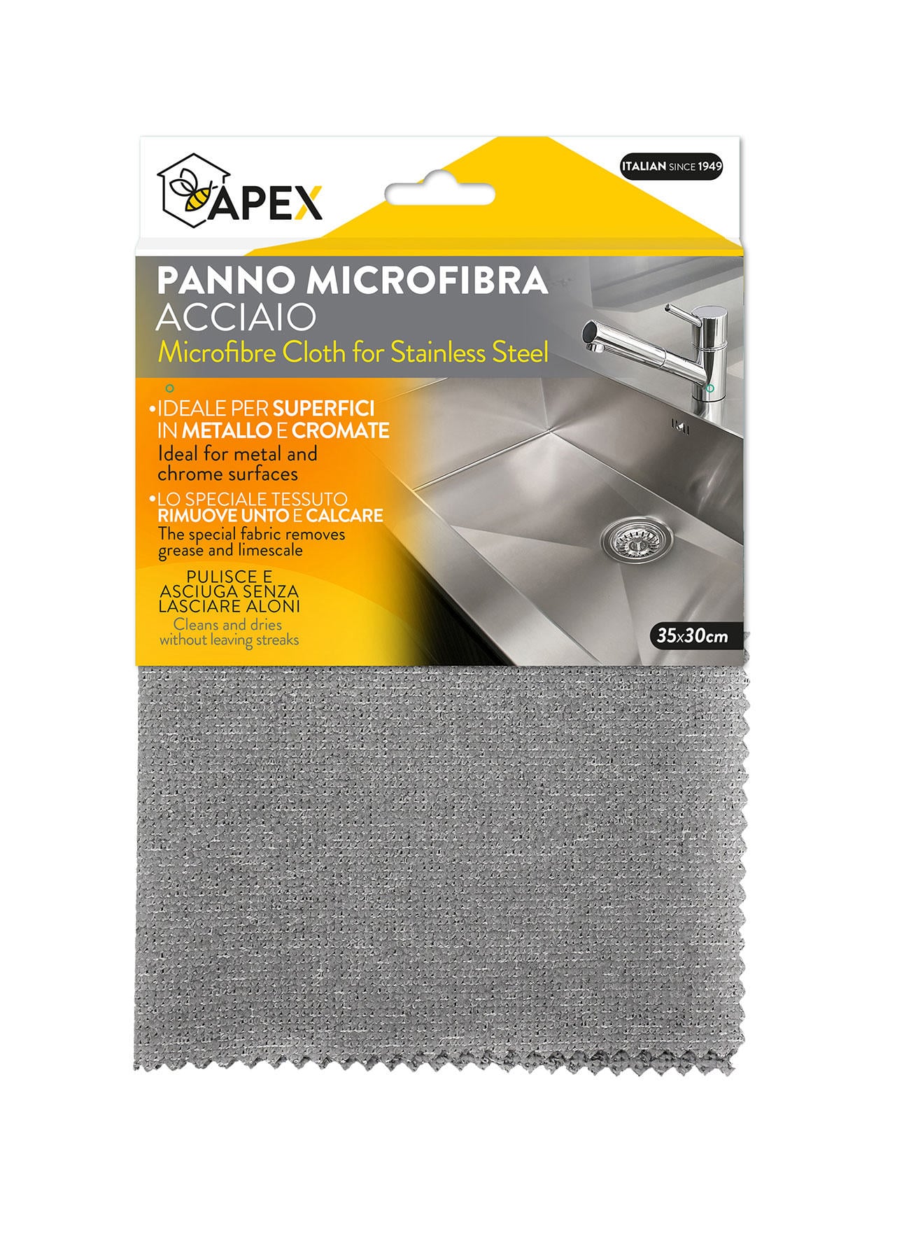 Apex Mikrofiber Bez Paslanmaz Çelik 35X30Cm