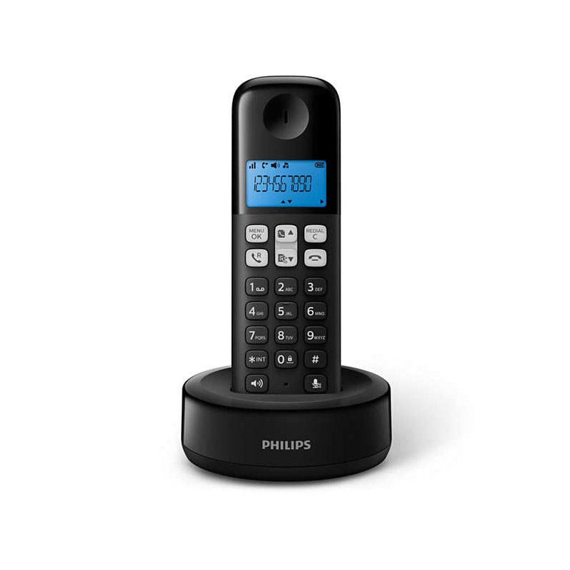 Philips D1611B/Grs Siyah (Yunan Menüsü) Kablosuz Telefon Hoparlör, Aydınlatmalı Ekran Ve 50 Hafıza