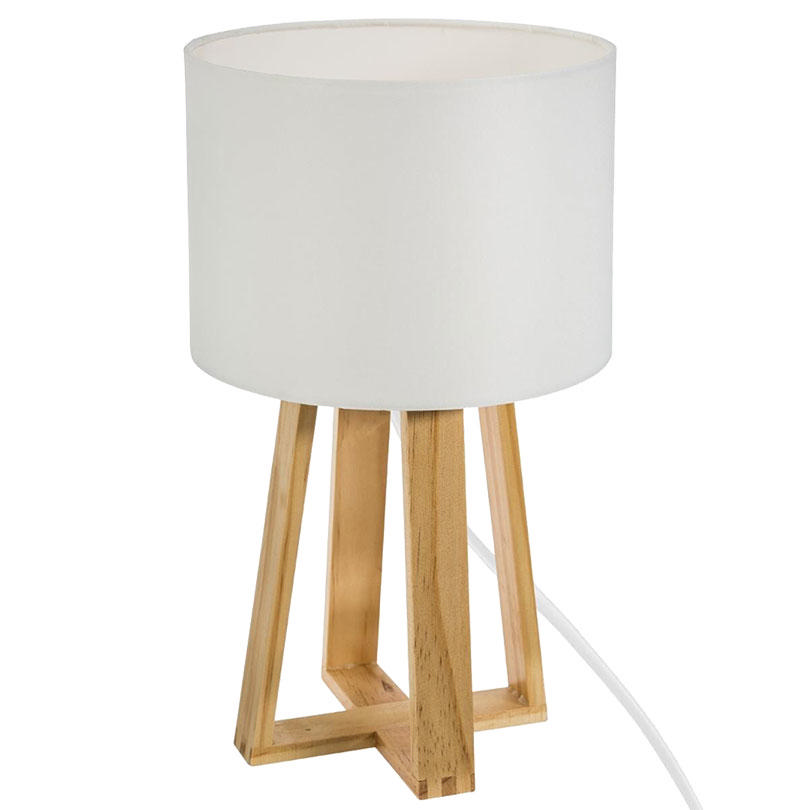 Atmosphera 'Molu' 1Xe27 (Maks.25W) Masa Lambası Ahşap Beyaz Ip20 Ø200Xh345Mm