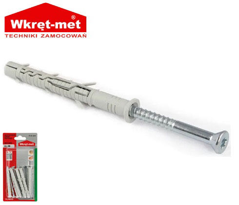 Wkret-Met 6 Parça Çerçeve Dübeli ve Başlıklı Vida 08X80Mm