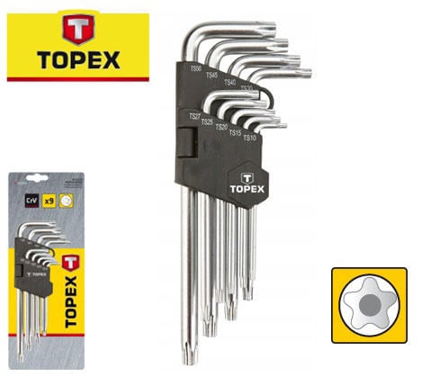 Topex 9 Parça Yıldız Allen Anahtar Uzun (T10.15.20.25.27.30.40.45.50)