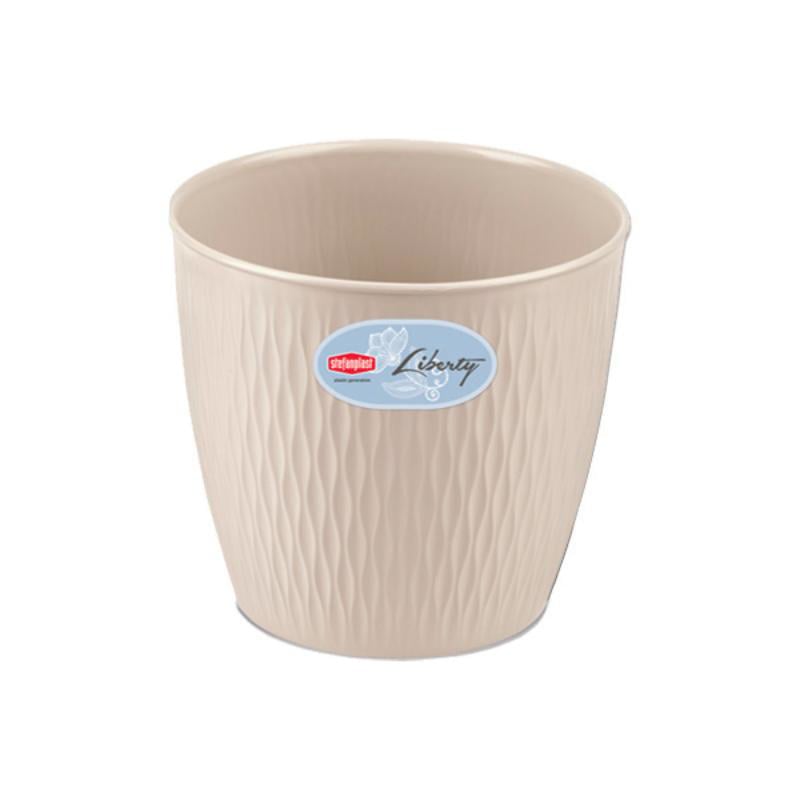 Stf Liberty Saksı 16Cm - Traverten/Beyaz
