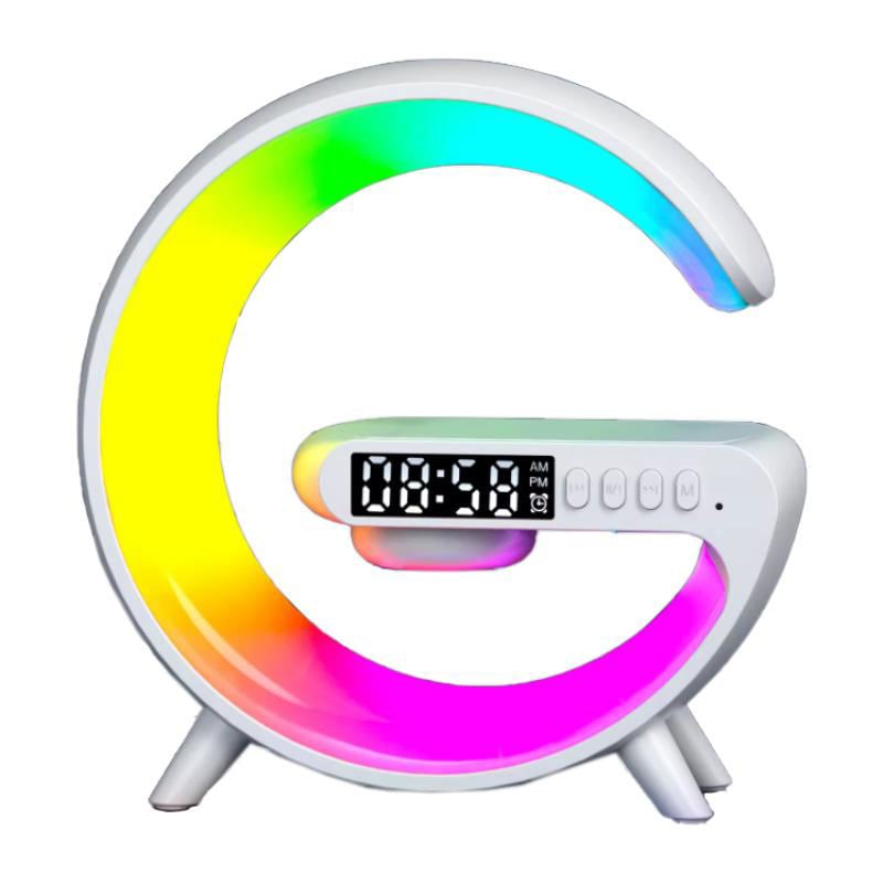 Rgb Işıklı Led 3W Masa Lambası Kablosuz Şarj+Hoparlör Beyaz 5V
