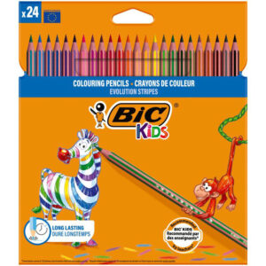 Bic Kids Evolution Stripes Renkli Kalem 24'lü - Çeşitli Renkler