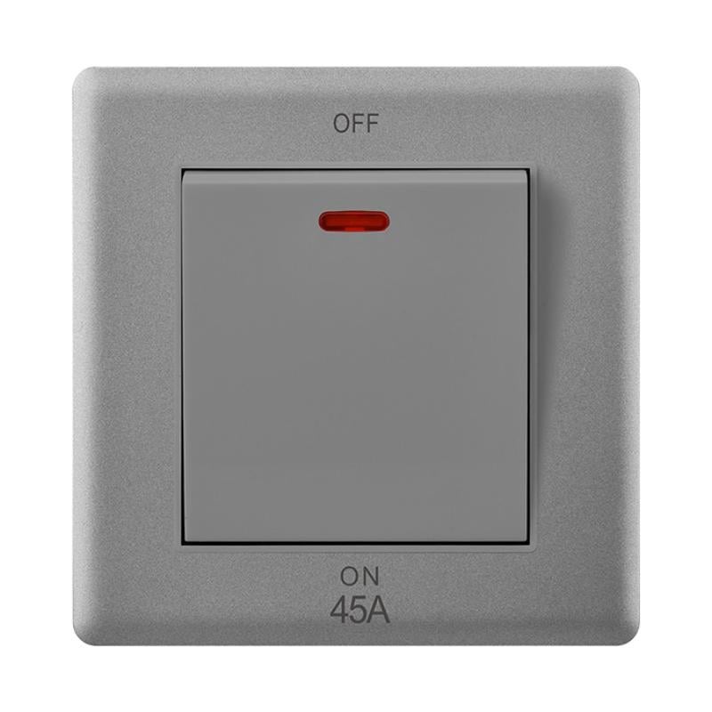 Powerlink Accessories 45A Çift Kutuplu Neonlu Anahtar Koyu Gri Mat