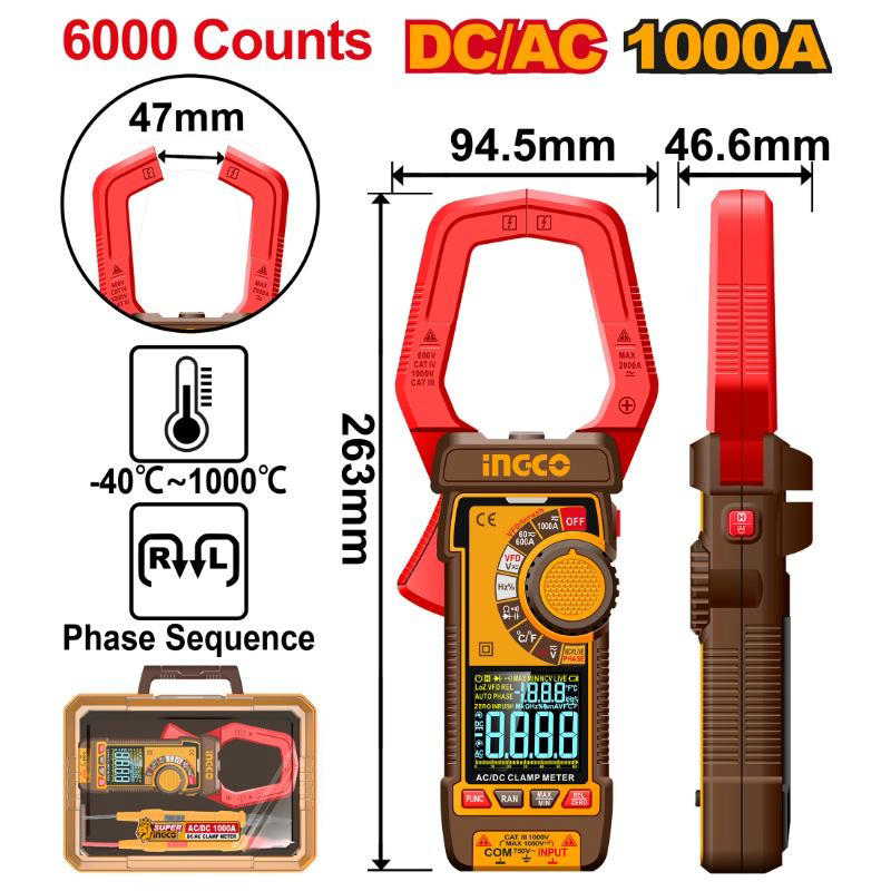 Ingco AC/DC Pens Ampermetre 1000A