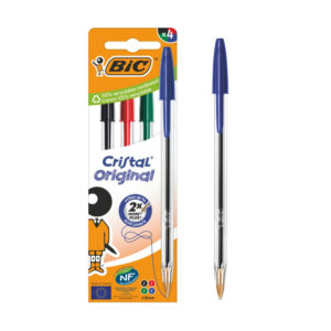 Bic Cristal Mavi Elde Tutulan Kalem Orta 4'lü - Çeşitli Renkler