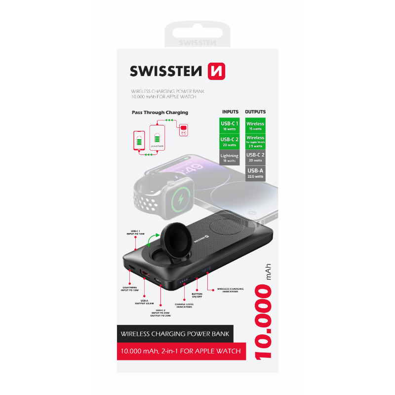 Swissten Powerbank 10.000Mah - Siyah