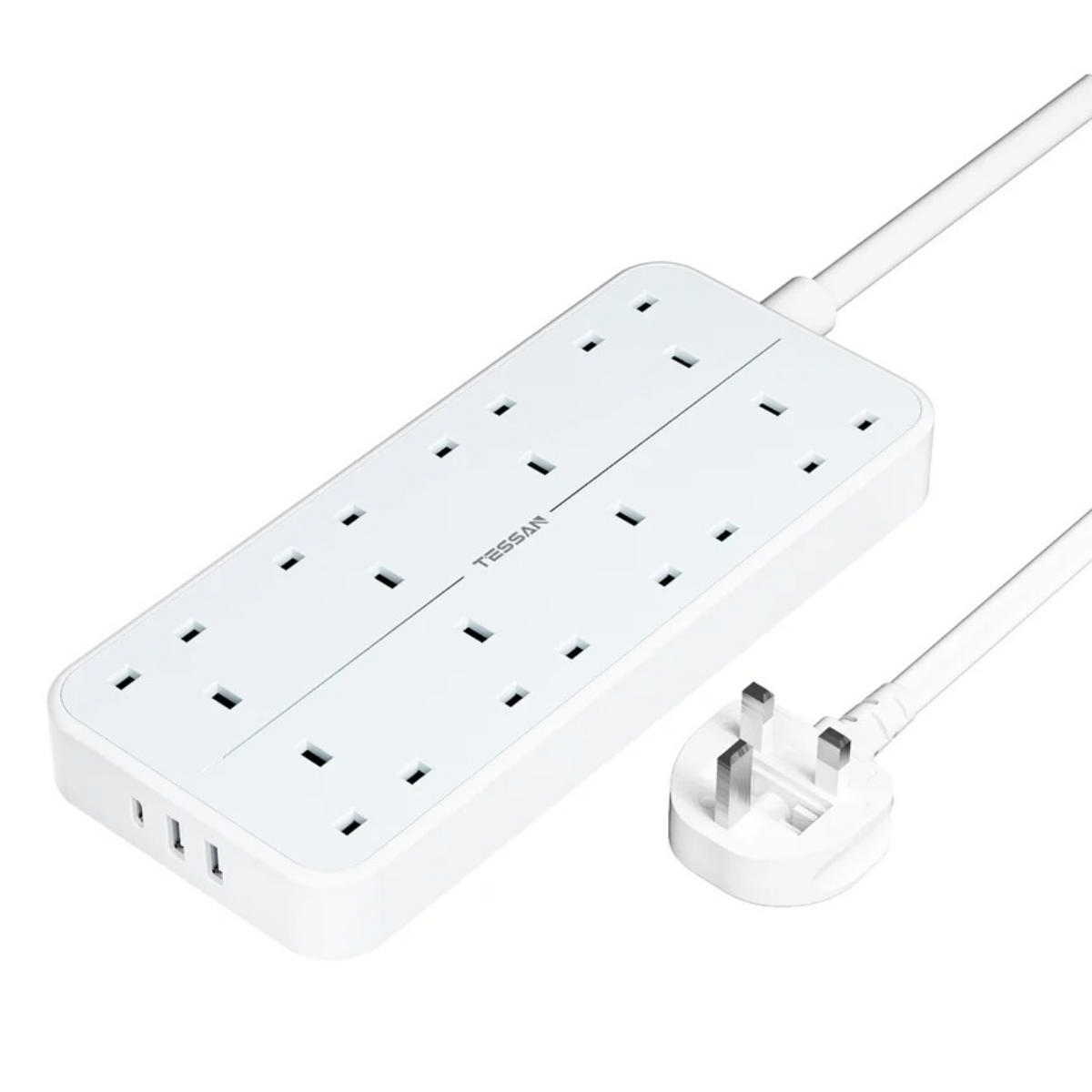 Tessan 8'li Çoklu Priz 3 USB Portlu ve Anahtarlı