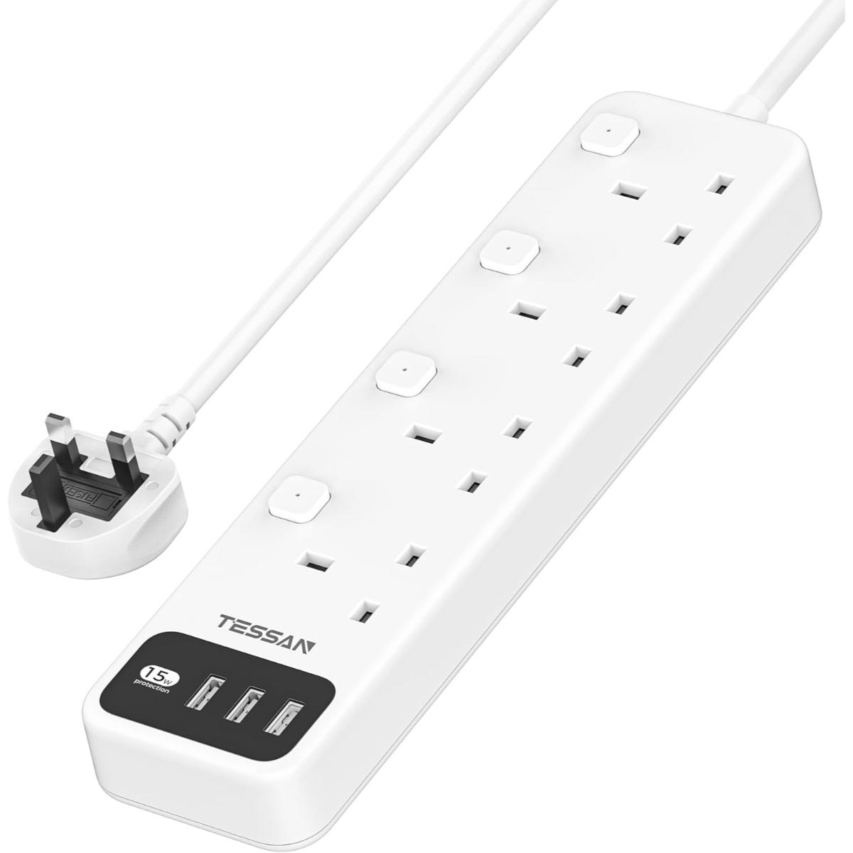 Tessan 4 AC 3 USB Çoklu Priz 2M