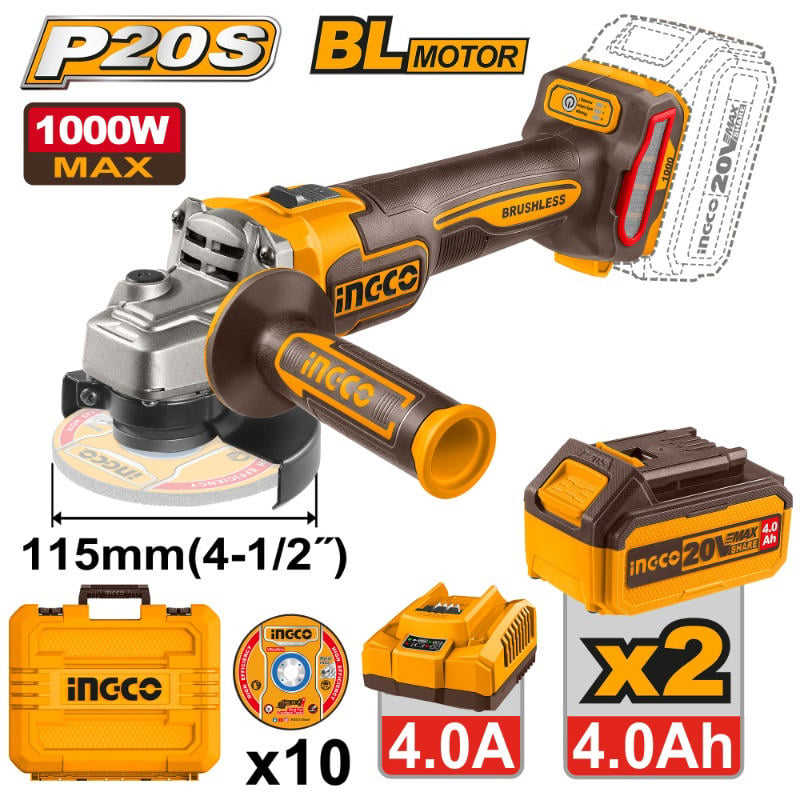Ingco Açılı Taşlama Makinesi 20V Set