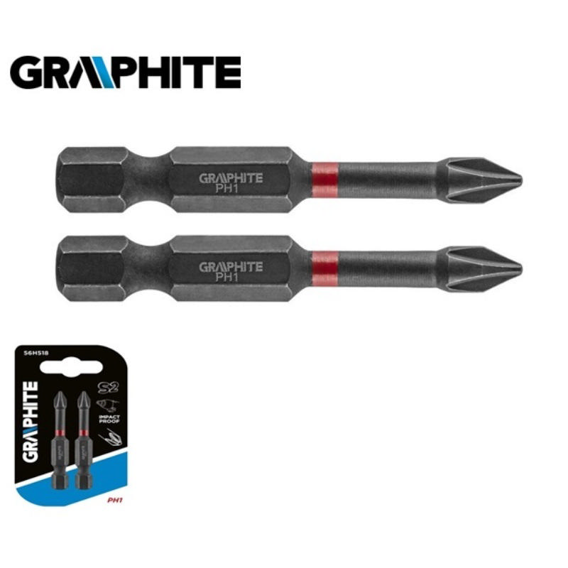 Graphite 2'li Darbeli Bits Ucu 50mm PH1