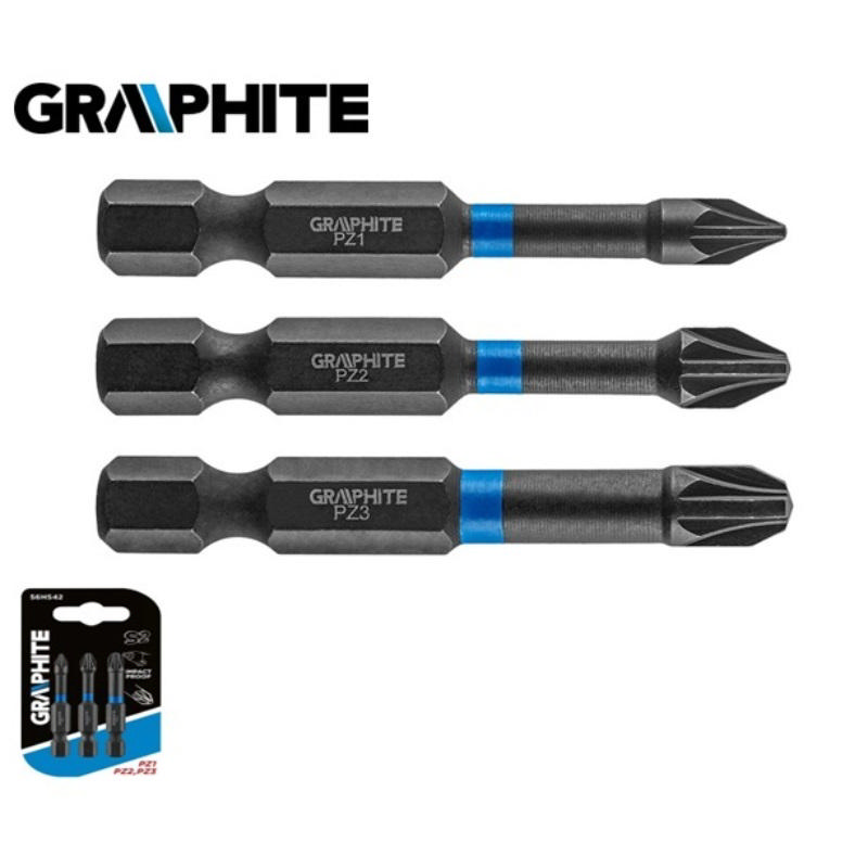 Graphite 3'lü Darbeli Bits Uç 50Mm (Pz1,2,3)