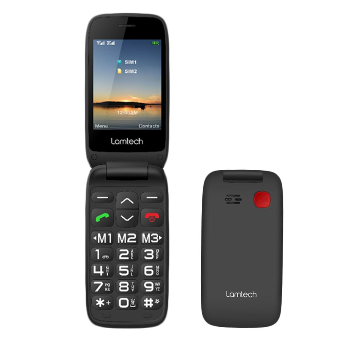 Lamtech Flip-X 2.8″ Ekranlı Cep Telefonu Bluetooth FM Radyo SOS - Siyah